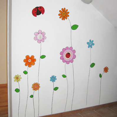 Blumenbeet Wandbild Wandillustration Kinderzimmer Sugola design
